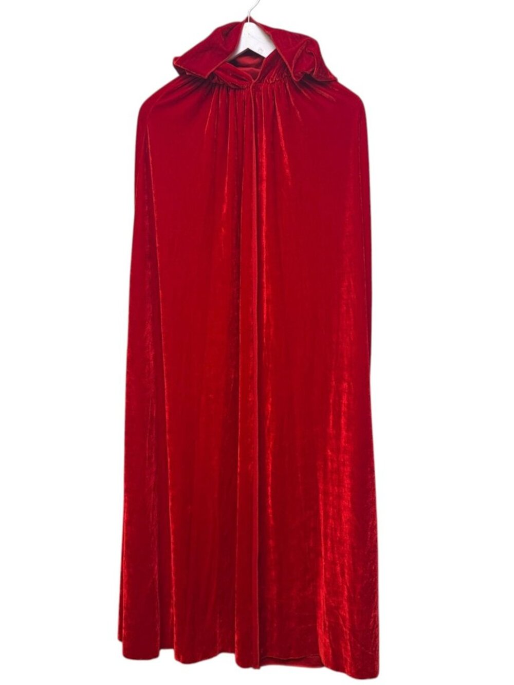 Red Velvet Long Cape One Size Adult Halloween Costume Hooded Devil Riding Hood